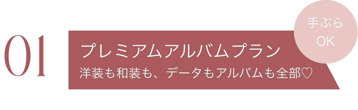 プレミアムアルバムプラン
洋装も和装もデータもアルバムも全部